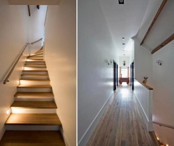 现代楼梯照明木设计