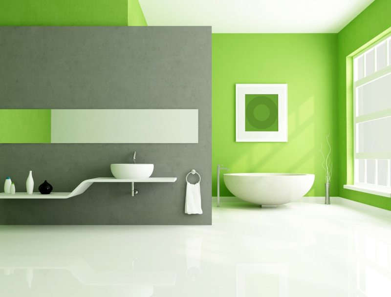 модерни цветове на стената баня боя за стена зелено сиво