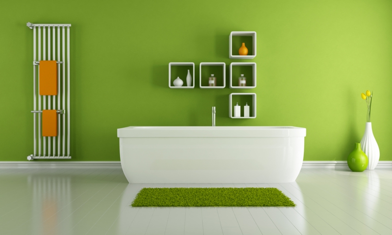 модерни цветове на стените баня стена боя зелена