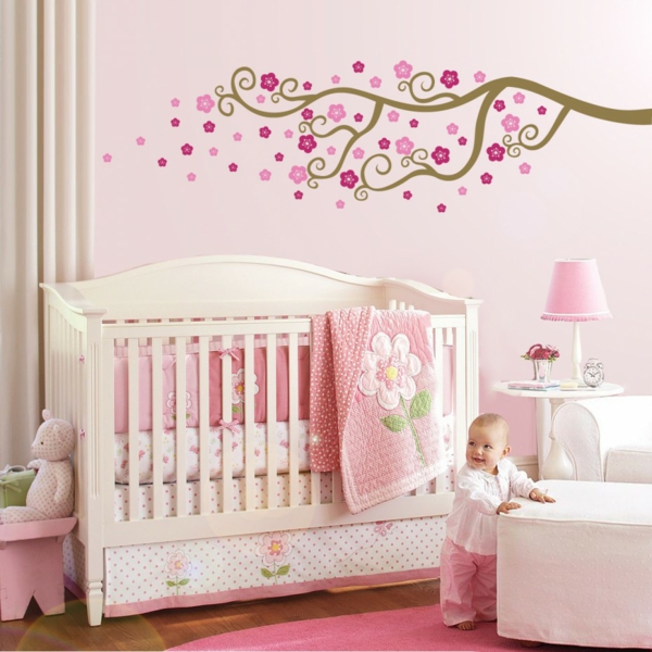 moderne muurkleuren babykamer pastel roze
