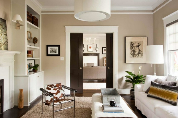 moderne muurkleuren heldere beige woonkamer