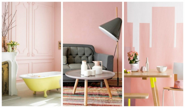 modern muur pastel roze interieur