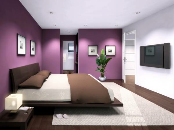 nieuwe muurkleuren paarse slaapkamer