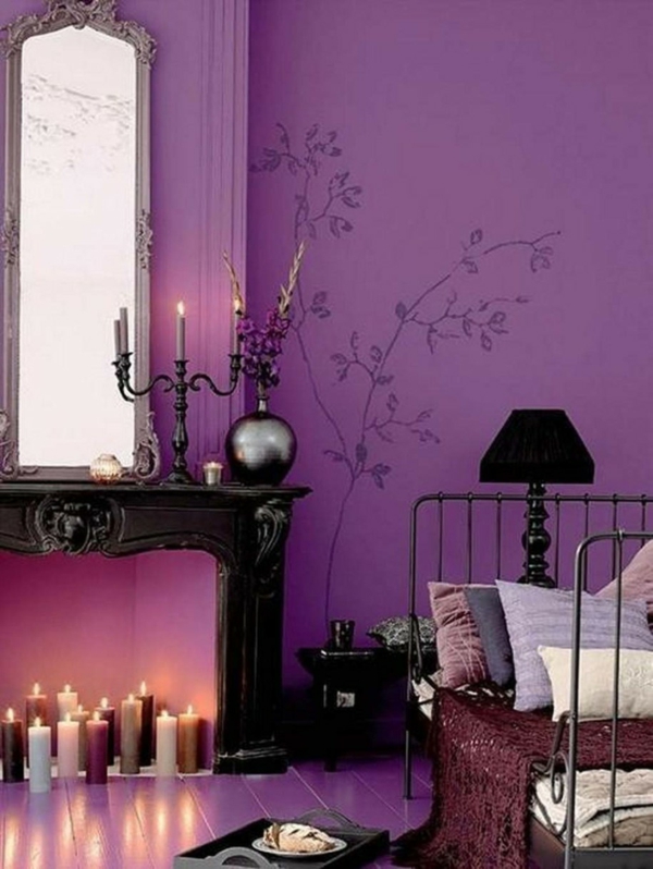moderne muur kleuren violet muur sticker romantisch