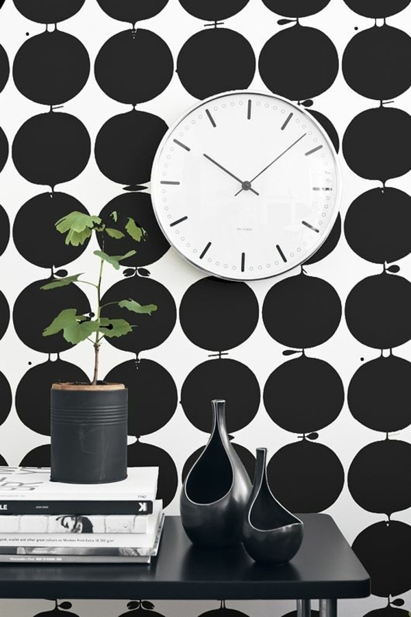 modern wall design with wallpaper living room walls fashion wall clock