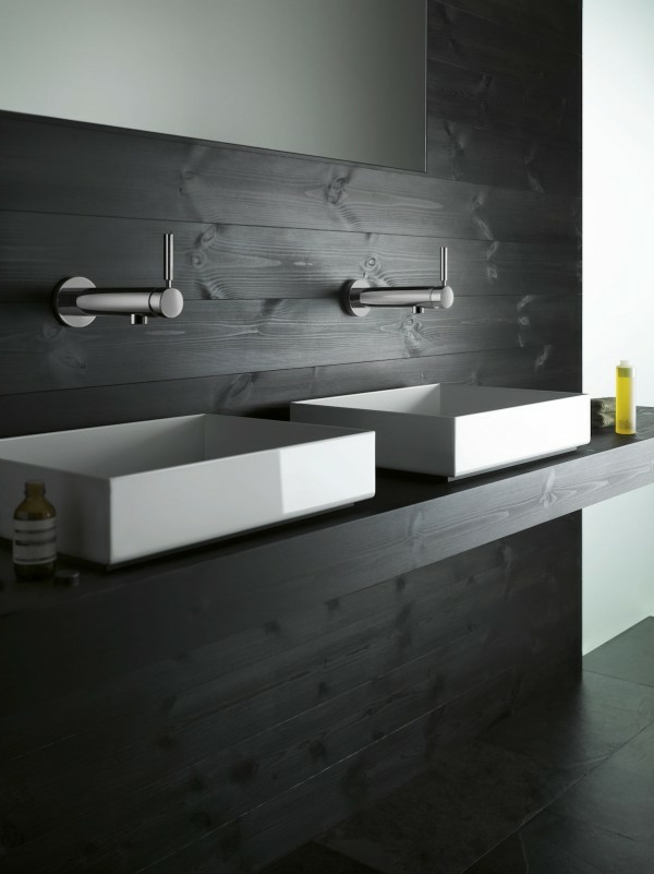 Moderno lavabo diseños azulejos de baño gris oscuro