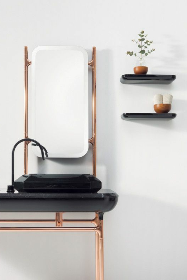 Espejo moderno del baño del diseño negro del fregadero