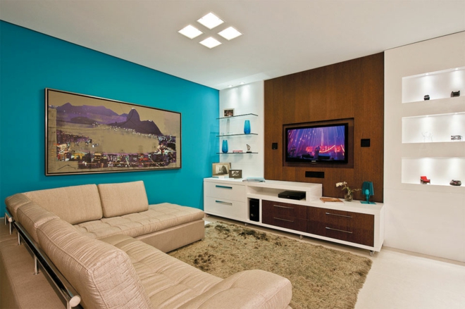 moderní obývací pokoj stěna pokoj zdobí domácí dekorace stěna barva tyrkysový