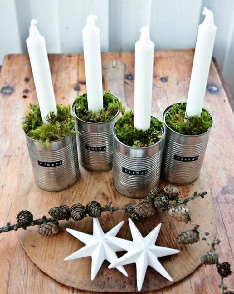 Coronas de Adviento modernas hacen simples ideas de decoración de Navidad