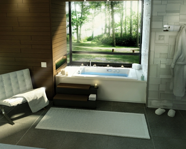 Moderni kylpyhuone ideoita ikkunassa