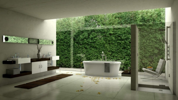 moderni kylpyhuone ideoita vihreä seinä