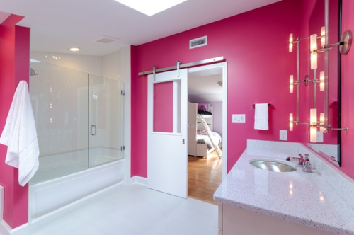 μοντέρνο μπάνιο ροζ ντουλάπι ντουζιέρα καμπίνα ντουζιέρας