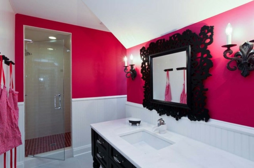μοντέρνο μπάνιο ροζ σχεδιασμό φωτεινό νεροχύτη τοίχου