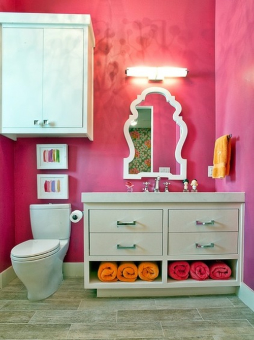 Μοντέρνο μπάνιο ροζ ντουλάπα καθρέφτη τουαλέτα ντουλάπα ντουλάπα