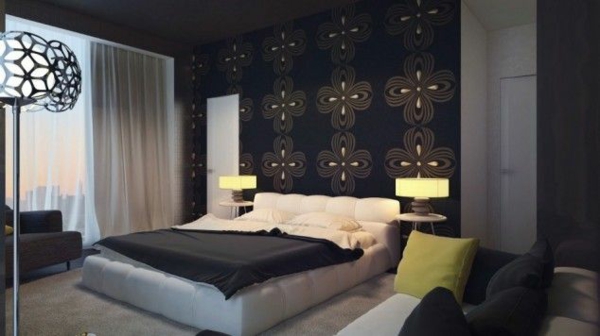moderno dormitorio pared diseño forma negro