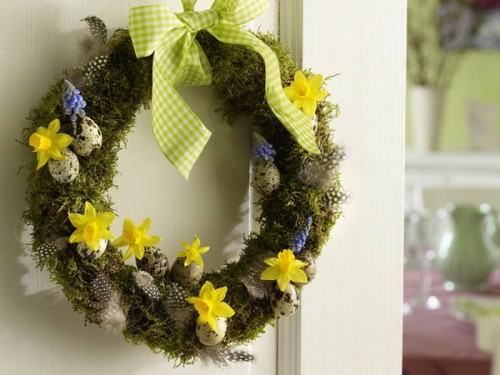 mechový věnec velikonoční dekorace nápad jaro