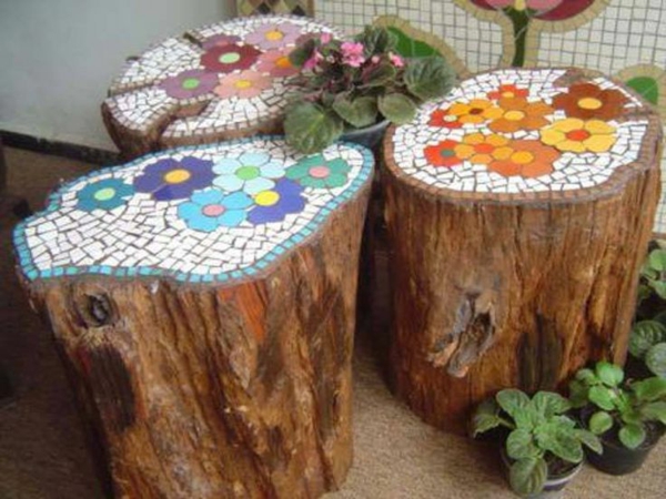mozaikos amatų mokomojo medžio kamieno