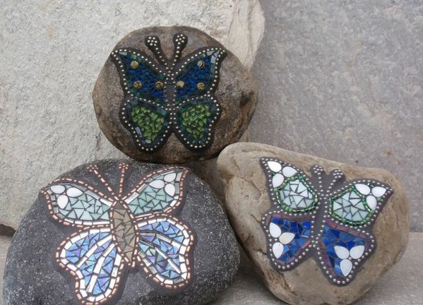mosaic crafting instruction butterflies boulders