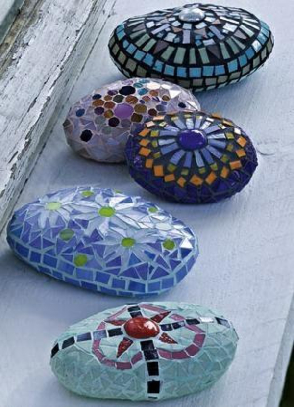 Mozaikos amatų instrukcijos sodo dizaino ovalios sklandžios akmenukai