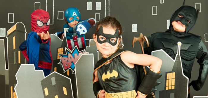 ideas de fiesta de lema superhéroe tema batman spiderman cumpleaños de niños