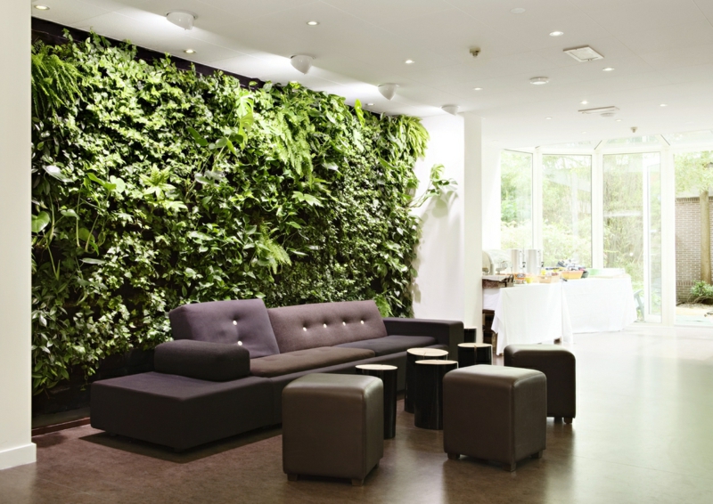 βιώσιμες ιδέες για δημιουργικό σχεδιασμό τοίχων καθιστικό κάθετος κήπος