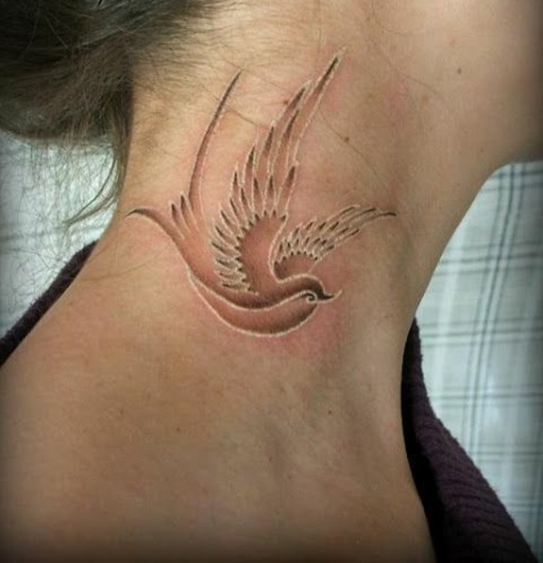 hals tatovering skabeloner fugl skygge