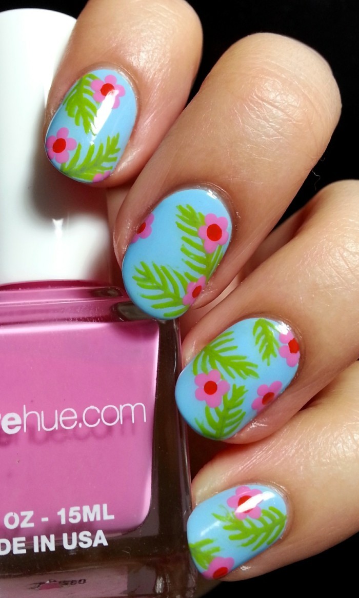 negle design ideer opdatere manicure til sommer med søde blomster