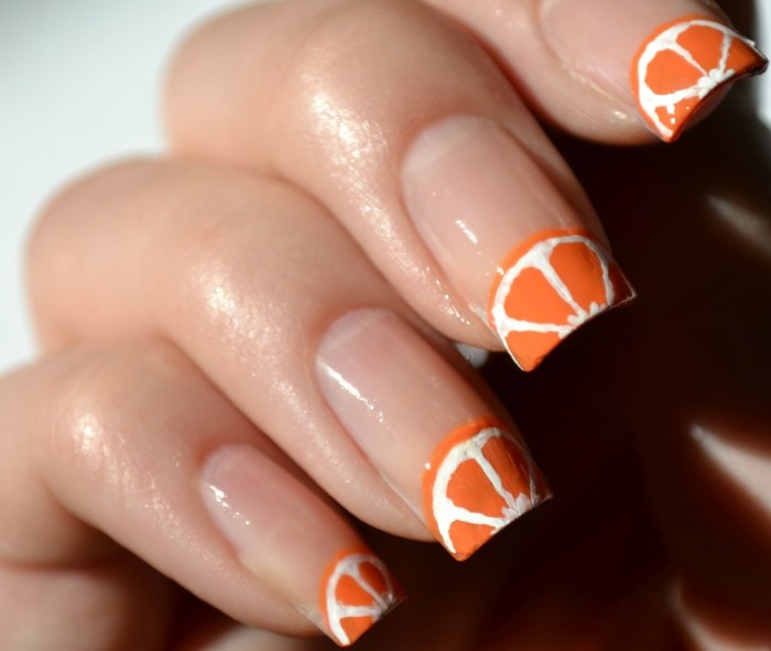 指甲设计的想法新鲜的想法与橘子
