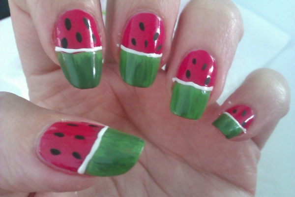 vingernagels ontwerp watermeloen