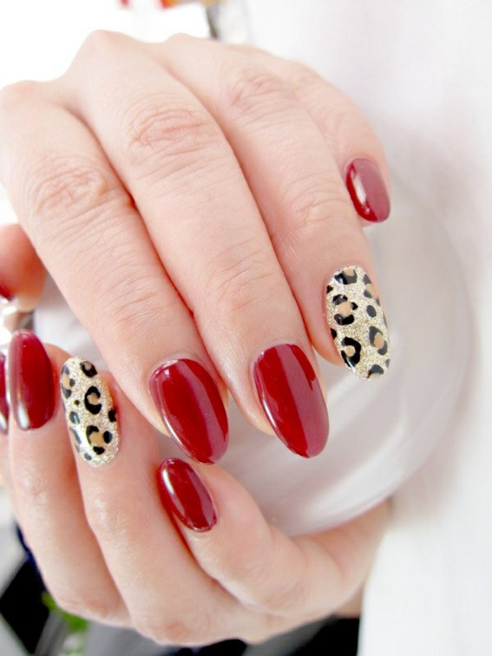 нокти дизайн червен нокти полски леопард красота