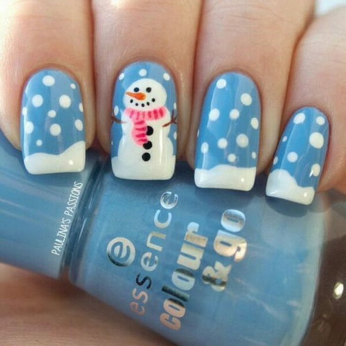 指甲设计圣诞图案指甲图案雪人