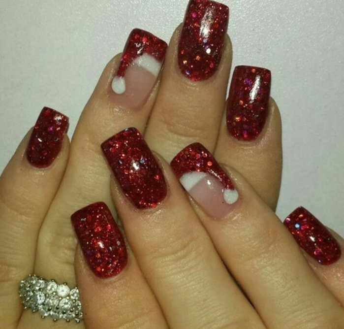 指甲设计圣诞图案美甲图案红指甲