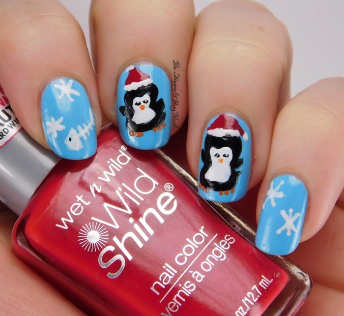 钉子设计冬天圣诞节动机欢乐手指猿piguinen