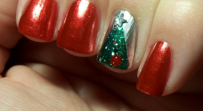 钉子设计冬天圣诞节动机欢乐指甲红色