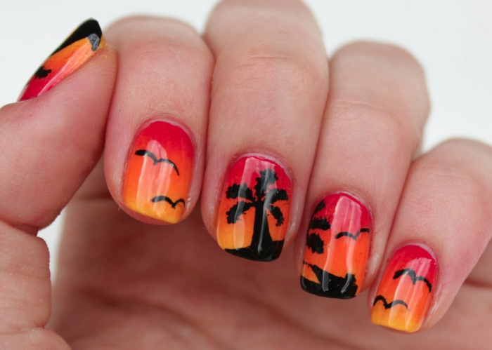 nail polish ideas red orange black comb