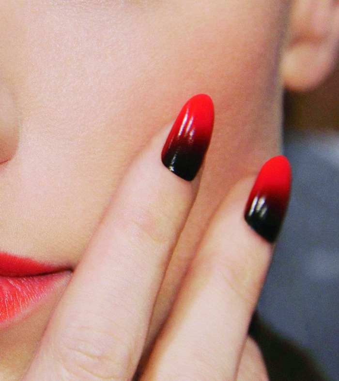 指甲油想法红色黑色结合优雅的生活方式