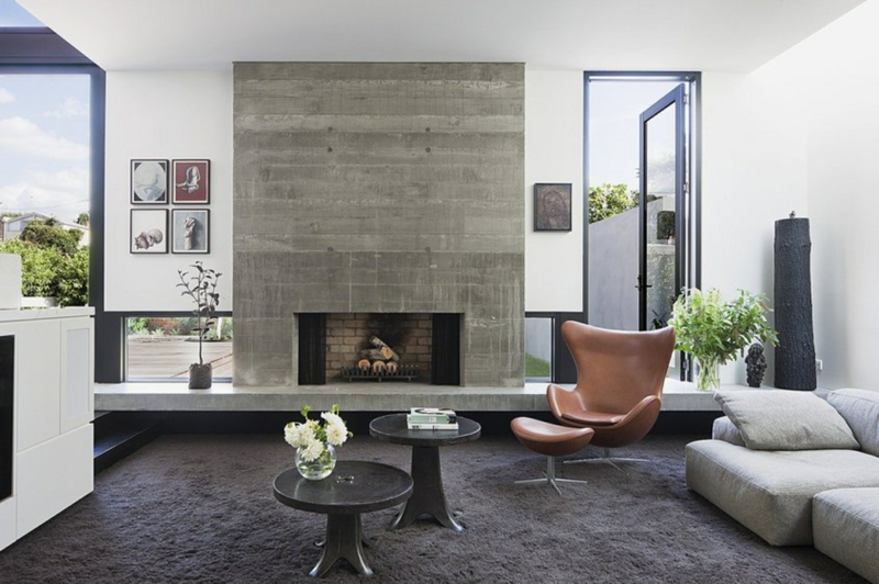 нови тенденции в дома класическо обзавеждане на дома камина бетонна стена