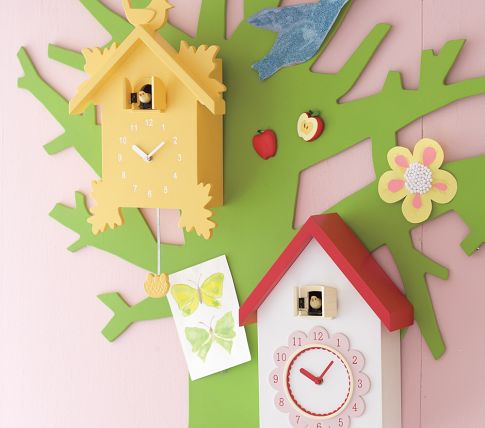 χαριτωμένο κούκος ρολόγια διακόσμηση κορίτσι δέντρο νηπιαγωγείο