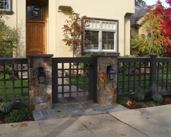 clôture de jardin basse pierre pilier en métal