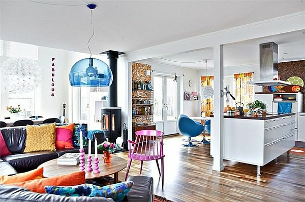 Nordisk stue ideer design fargerik stue