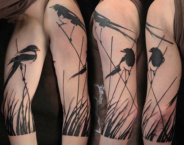 overarm tatovering stamme blomster enkel