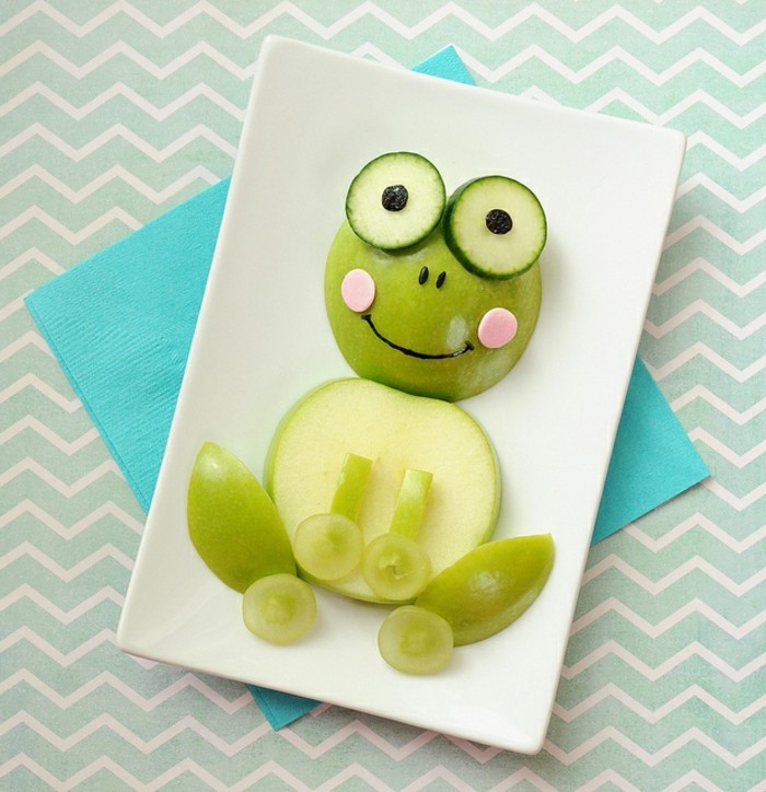 διακόσμηση φρούτων μήλο βάτραχος πράσινο αστείο