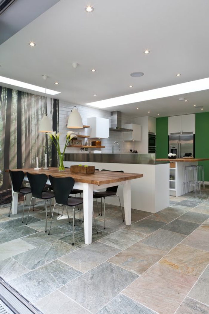 ανοιχτές κουζίνες ιδέες σχεδίου κουζίνας εικόνες κουζίνας χρώμα τοίχου πράσινο