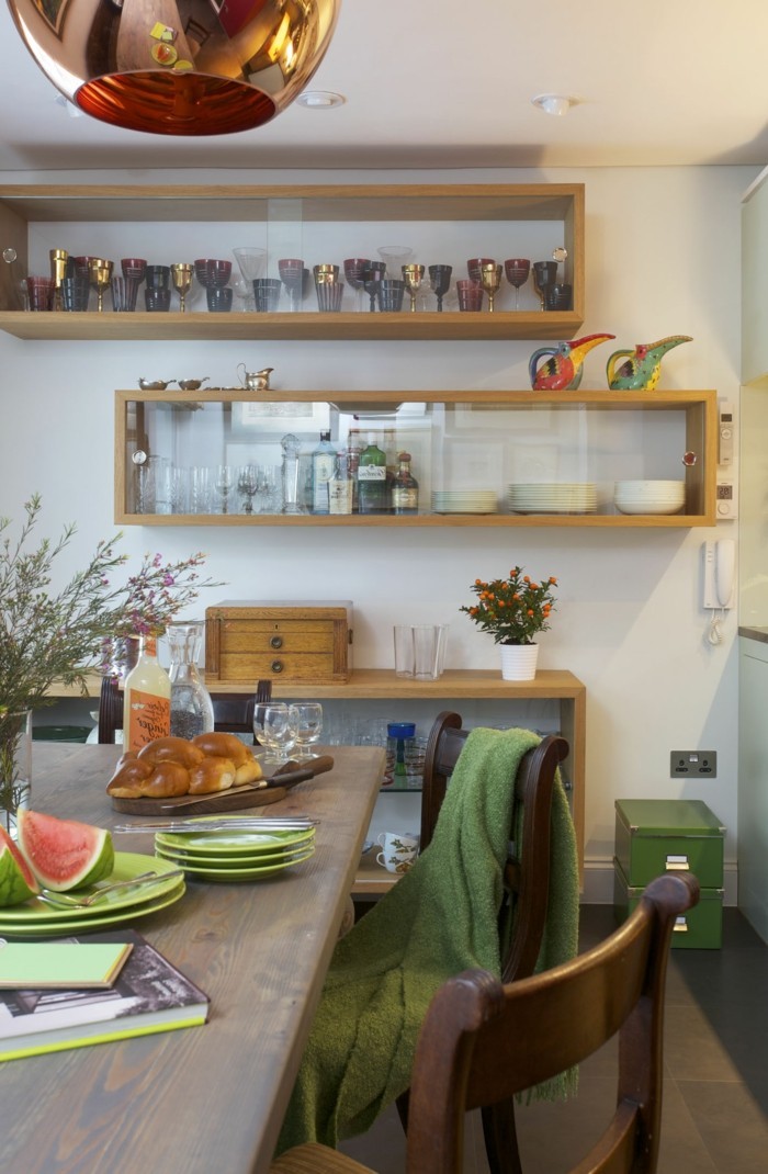 levende ideer køkken moderne væg hylder spiseplads