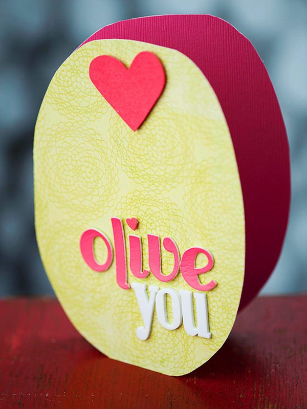 Ystävänpäivä kortti idea oliivi peli