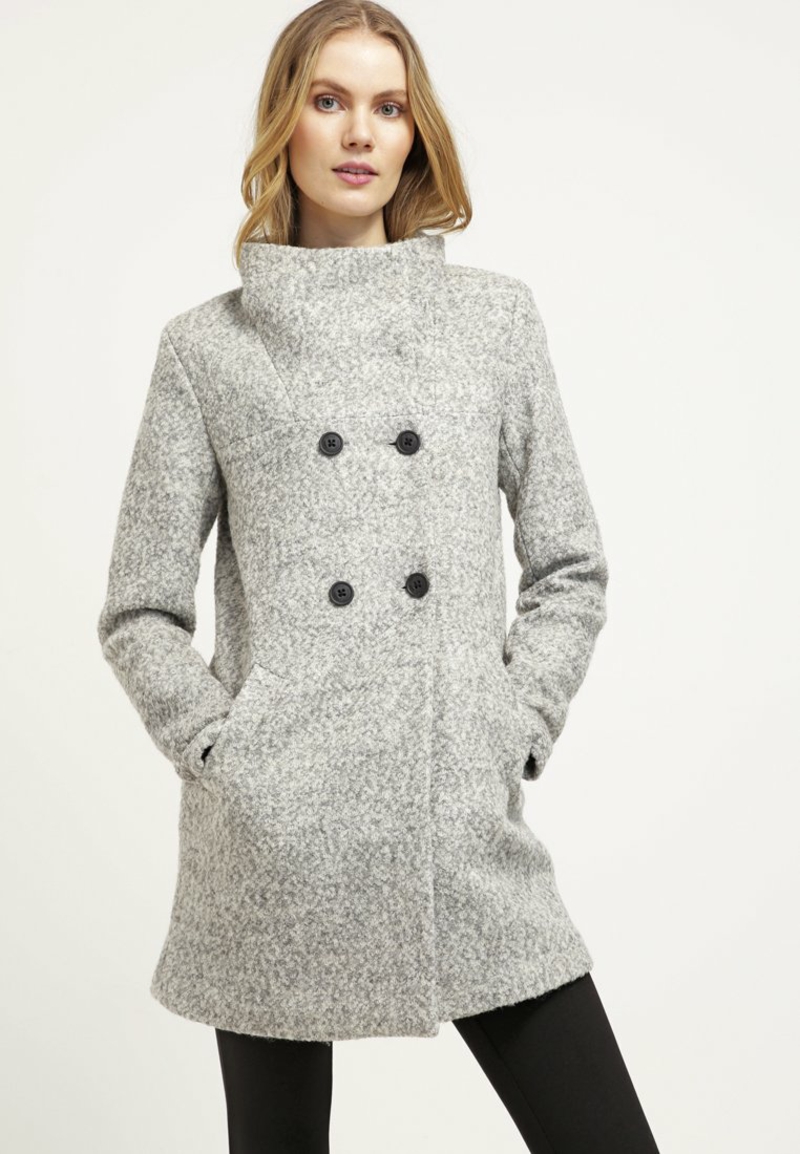 只有羊毛大衣冬季外套女士们灰色