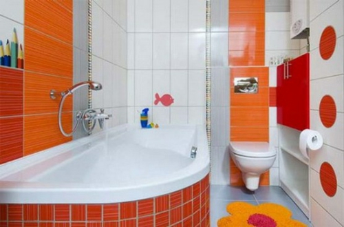 橙色浴缸想法卫生间设计