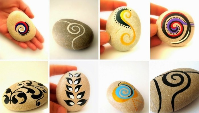 organické vzory kameny malované nápady