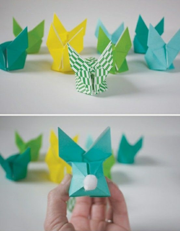 与纸复活节兔子的折纸hase origami指示修补匠