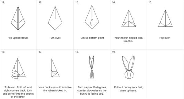 אוריגמי hase origami הוראה tinker עם נייר מפיות קיפול